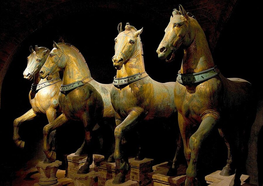 Original bronze horses of Saint Mark inside the museum