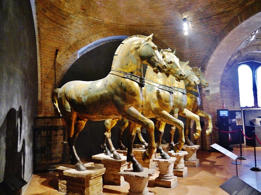 Quadriga horses inside the museum at St Mark's Basilica