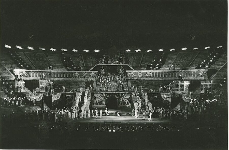 Historic photo of Nabucco at the Verona Arena in 1958