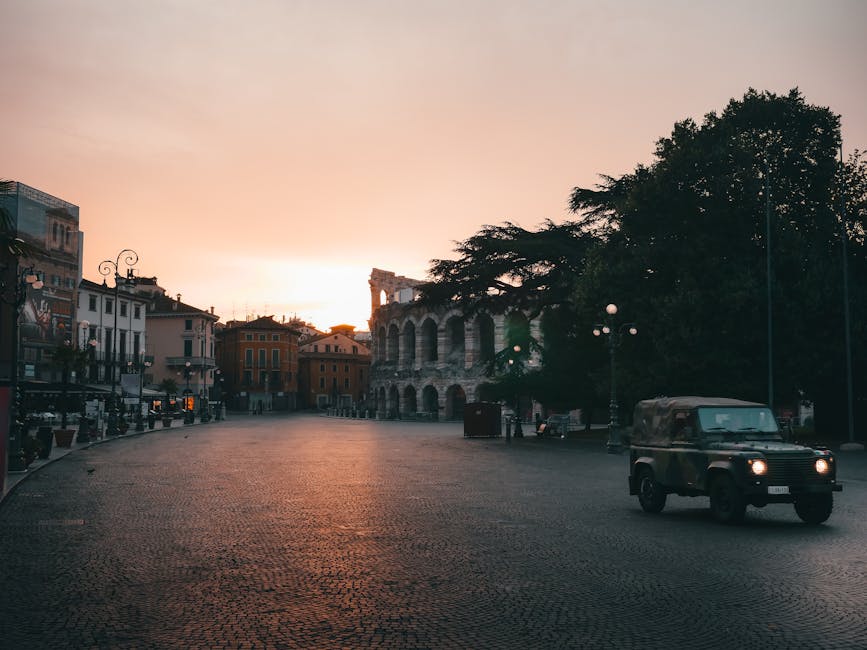 Piazza Bra and Verona Arena at sunset