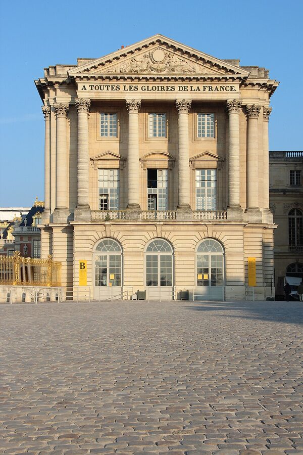 Versailles palace facade at sunrise