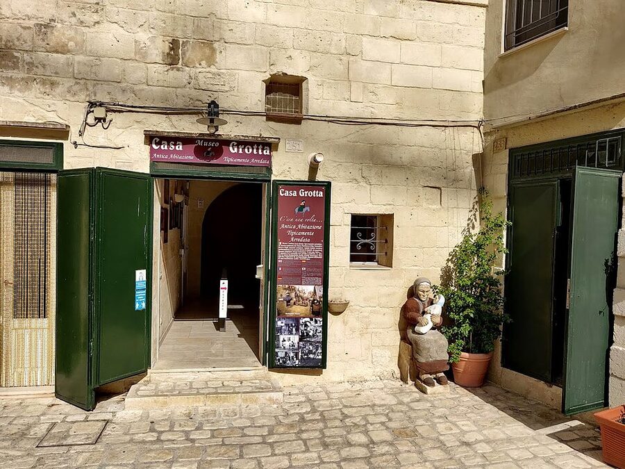 Interior of Casa Grotta cave house museum in Matera