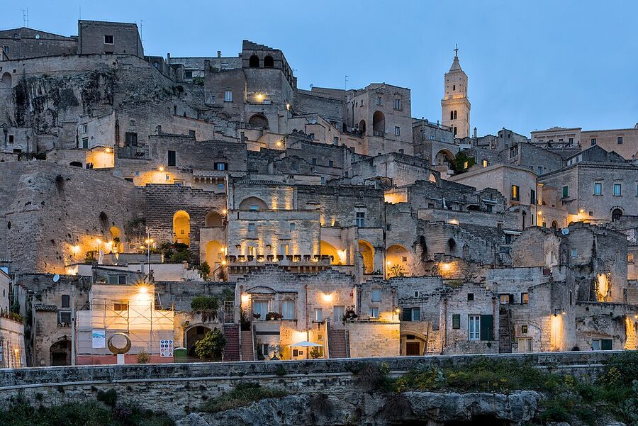 Matera Sasso Barisano at blue hour