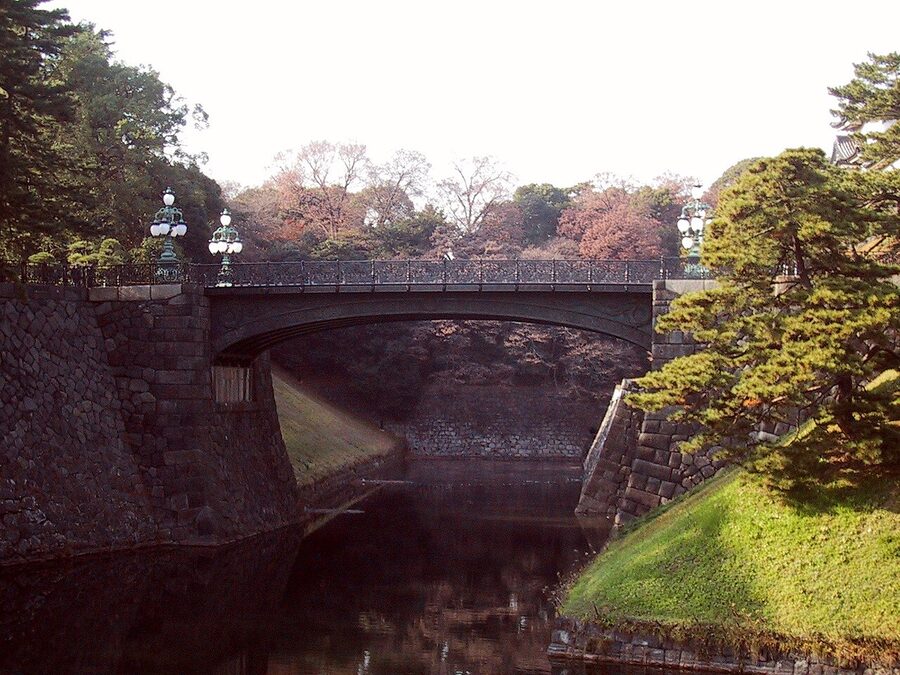 The famous Nijubashi double bridge at the entrance to the Tokyo Imperial Palace