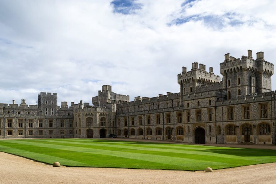 Windsor Castle courtyard showing Gothic stone architecture
