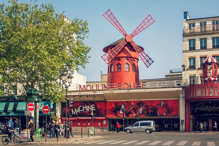 Moulin Rouge front entrance and ticket booth Paris