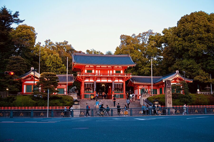 Yasaka Shrine main gate in Gion Kyoto