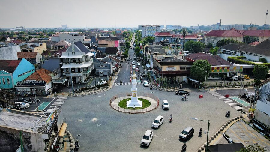 Yogyakarta Tugu monument aerial view