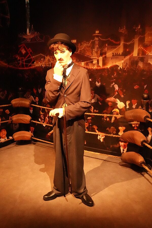 Charlie Chaplin wax figure in the Roaring Twenties section