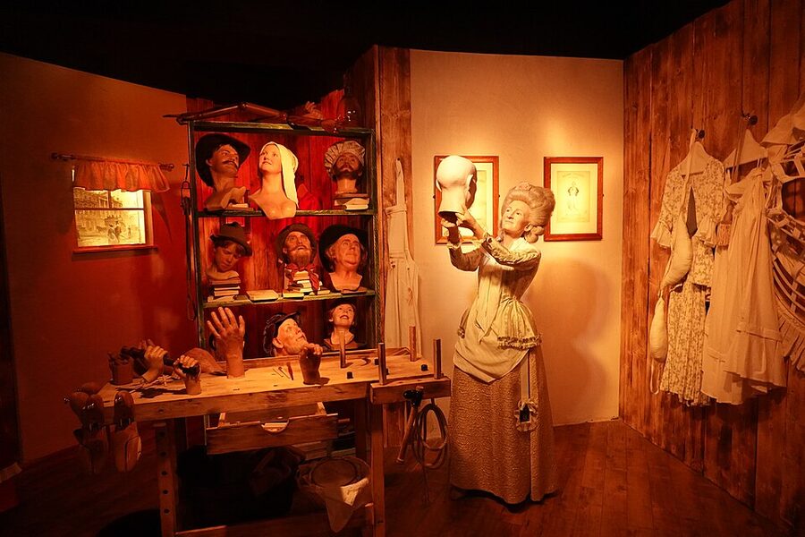 Madame Tussaud founder wax figure with her own creations
