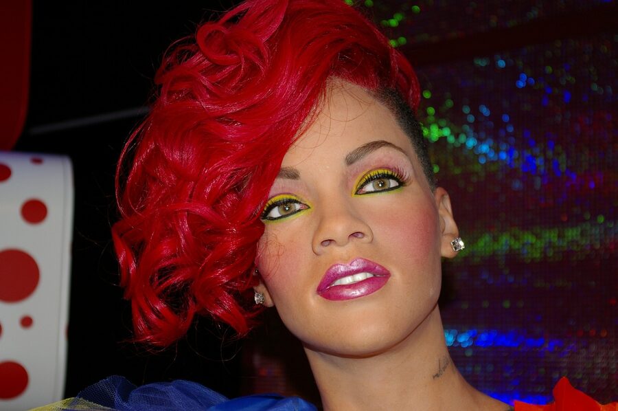 Rihanna wax figure in the music area