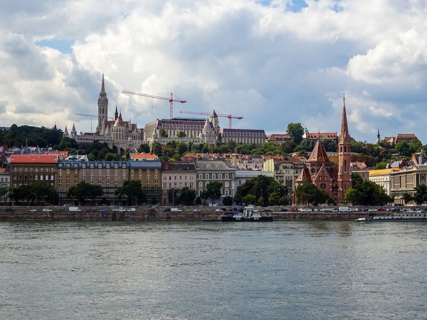 Buda Castle district with Matthias Church visible from across the Danube