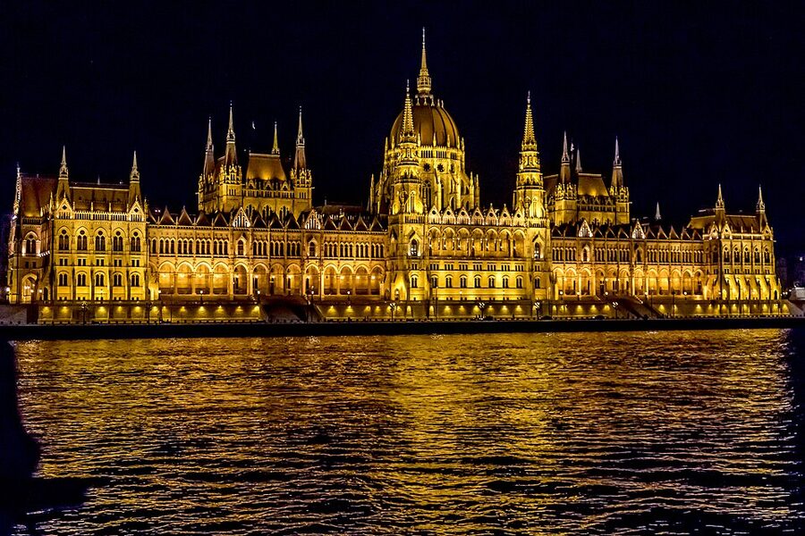 River cruise boats on the Danube in Budapest