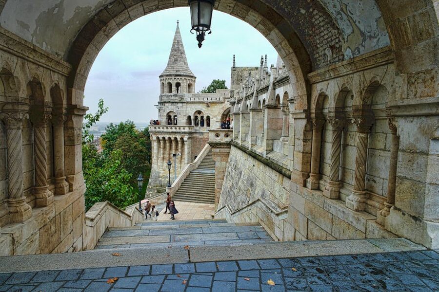 Fishermans Bastion white turrets on the Buda hilltop