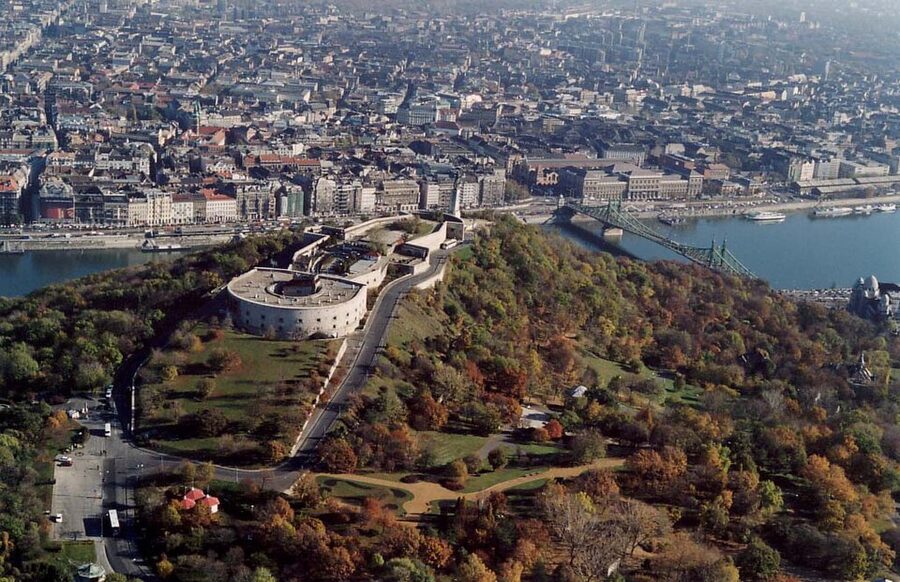 Citadella Gellert Hill aerial Budapest