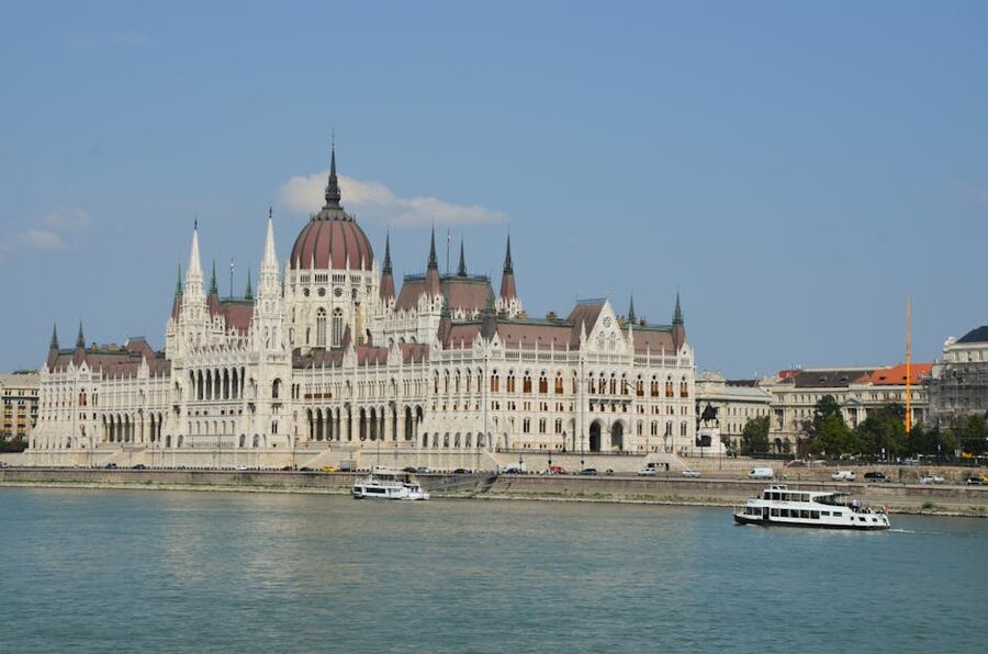 Hungarian Parliament along the Danube River in Budapest during the day