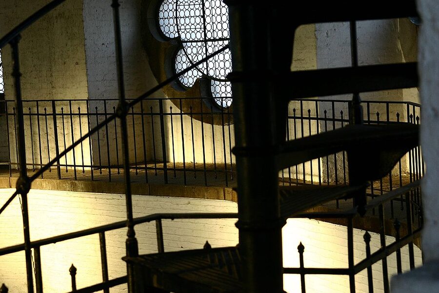 Dome interior of Hungarian Parliament with stairs