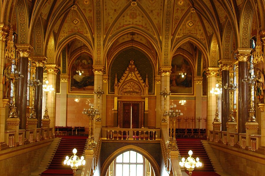 Hungarian Parliament grand staircase interior