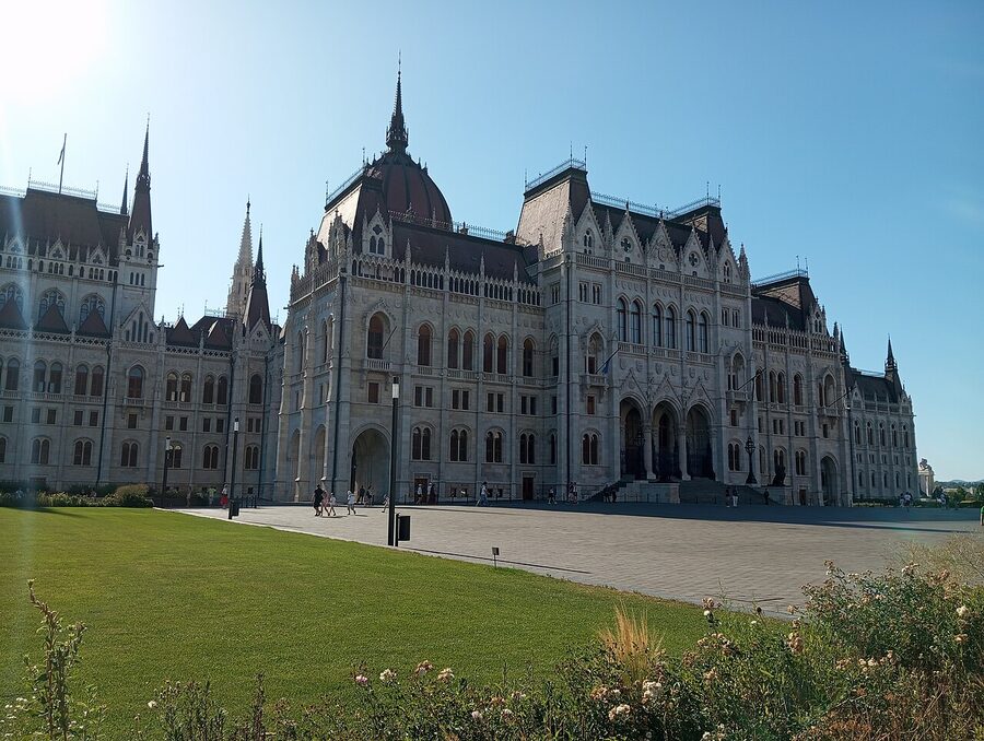 Hungarian Parliament Building exterior on Kossuth Square