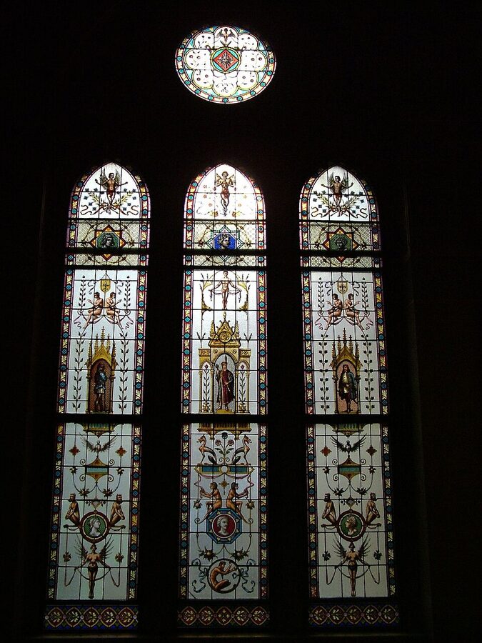 Stained glass window inside Hungarian Parliament