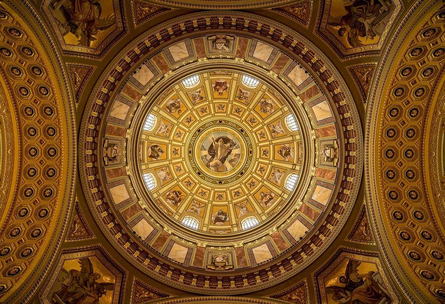 St Stephens Basilica dome and bell towers Budapest
