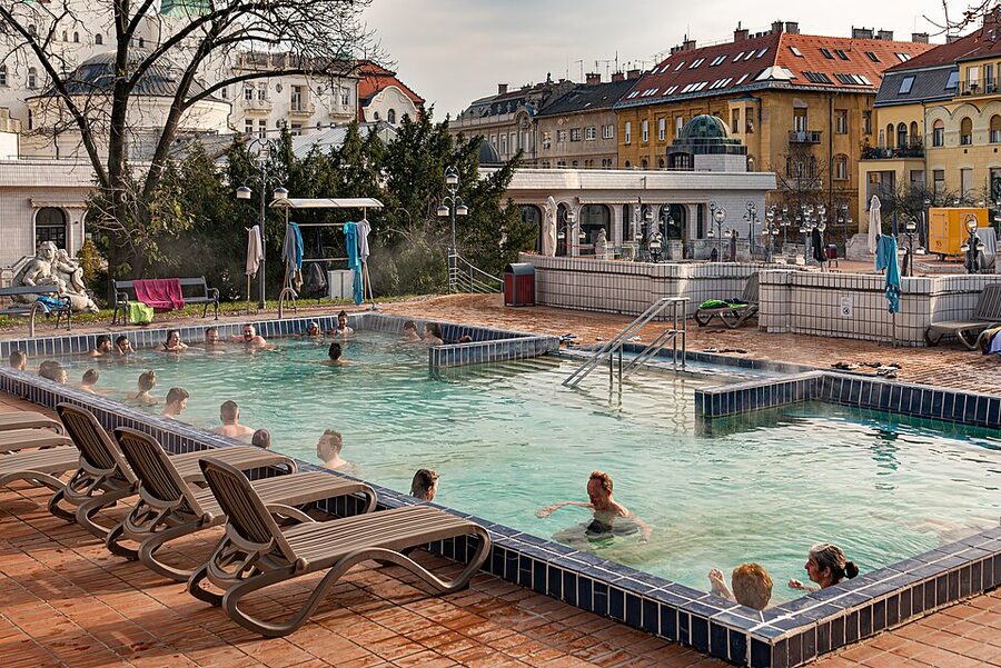 Gellért Thermal Bath and Hotel exterior on the Buda side of the Danube