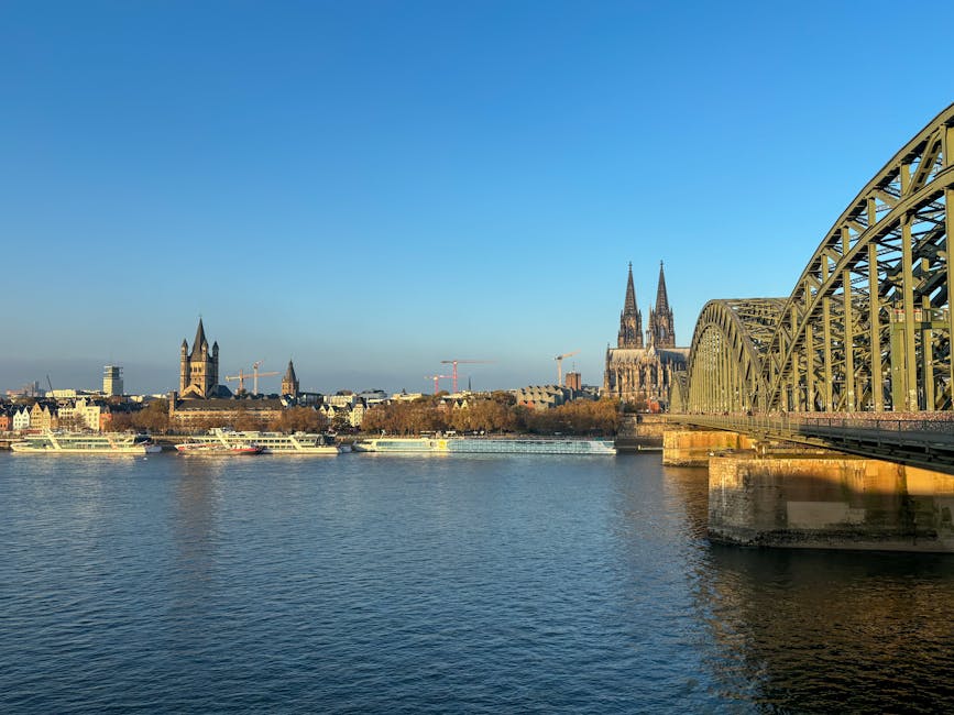 Cologne Cathedral and Hohenzollern Bridge over the Rhine River
