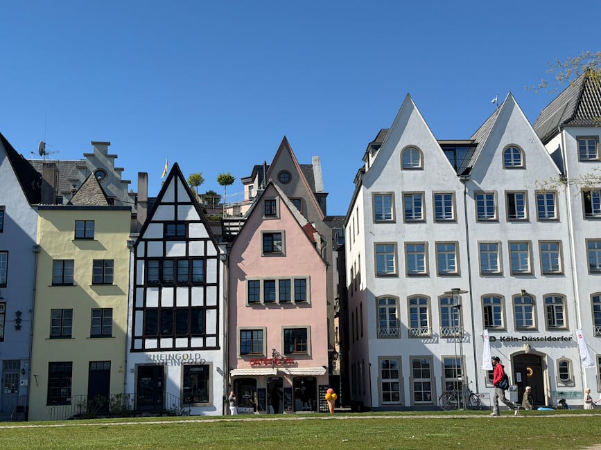 Colorful gabled houses on Cologne Old Town square