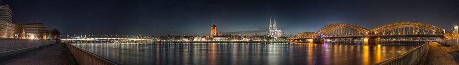 Cologne Old Town panorama at dusk