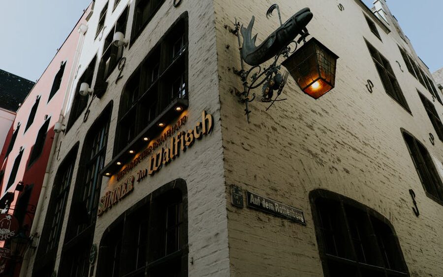Cologne Sunner im Walfisch historic brewery exterior on Salzgasse