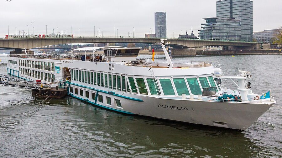 River cruise ship on the Rhine in Cologne