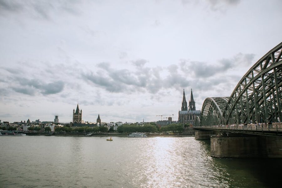 Cologne Cathedral and Hohenzollern Bridge from the Rhine