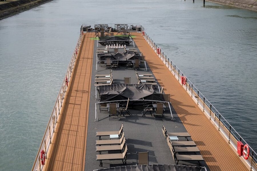 Open deck seating on a river cruise