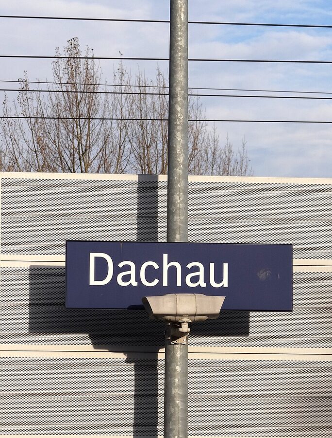 Dachau sign at the train station