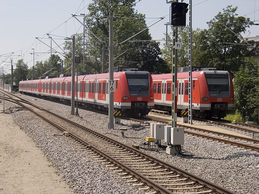 S-Bahn trains at Dachau station platform