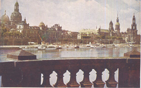 Bruhl Terrace on the Elbe in Dresden seen from Carolabridge