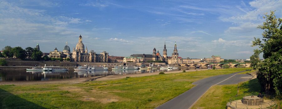 Dresden Elbe panorama with paddle steamer