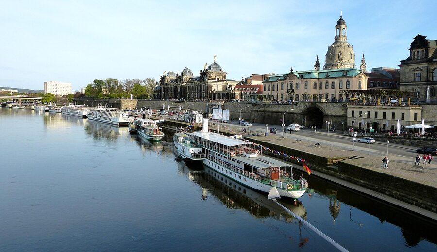 Dresden Elbe shipping with steam boat
