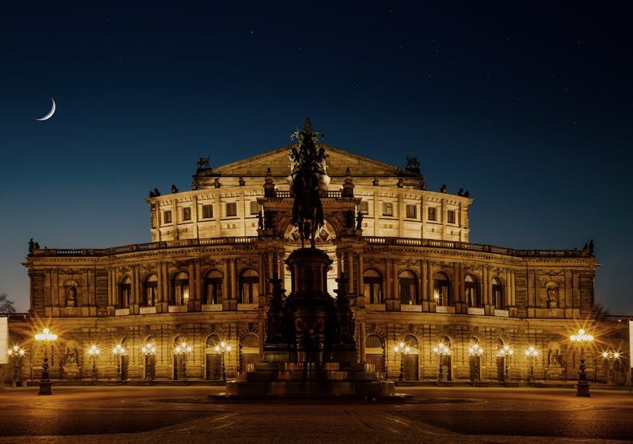 Semperoper Dresden illuminated at night