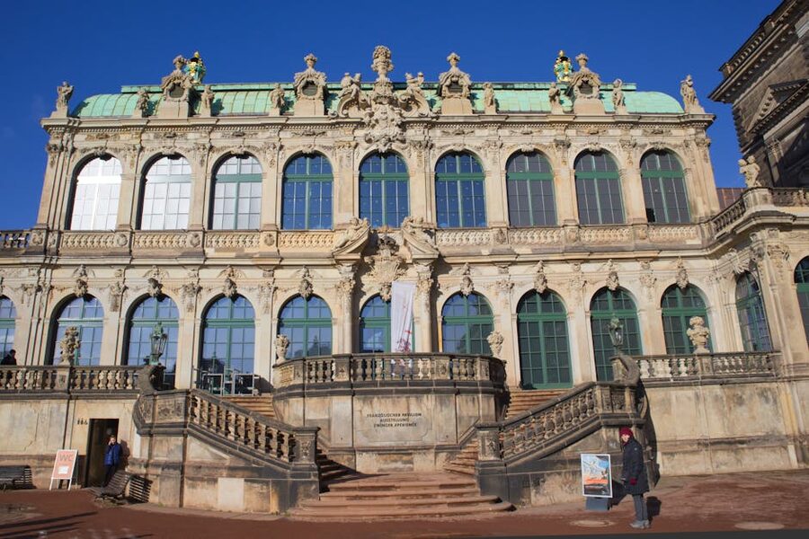 Zwinger Palace Baroque facade in Dresden next to Semperoper