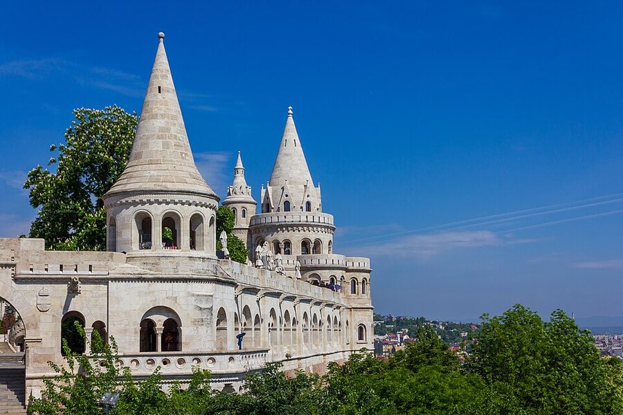 Fishermans Bastion in Budapest with white turrets