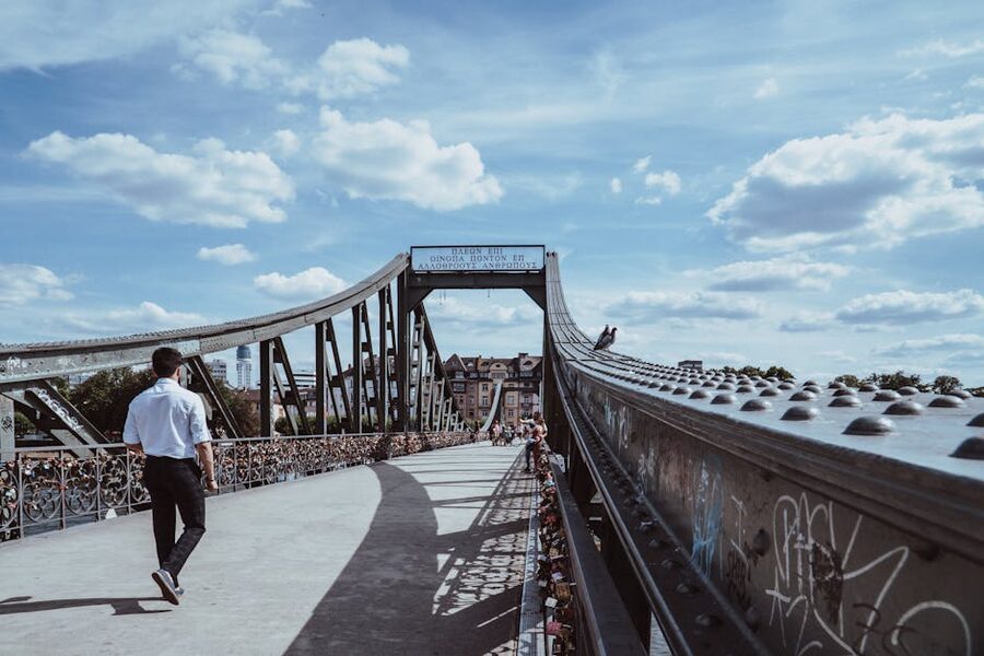 Eiserner Steg iron footbridge over the River Main Frankfurt