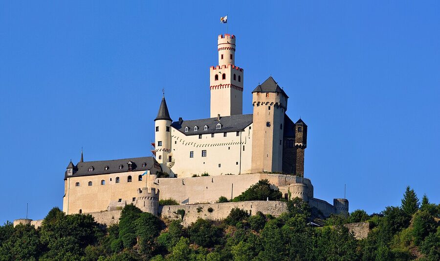Marksburg Castle above Braubach on the Rhine