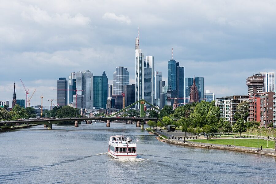 Frankfurt skyline with the River Main in the foreground