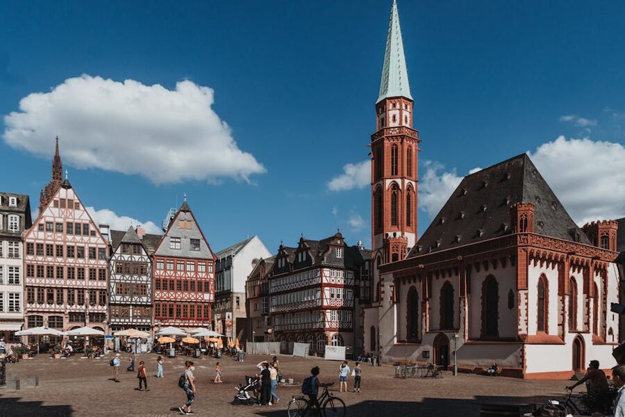 Romerplatz with St Nicholas Church Frankfurt