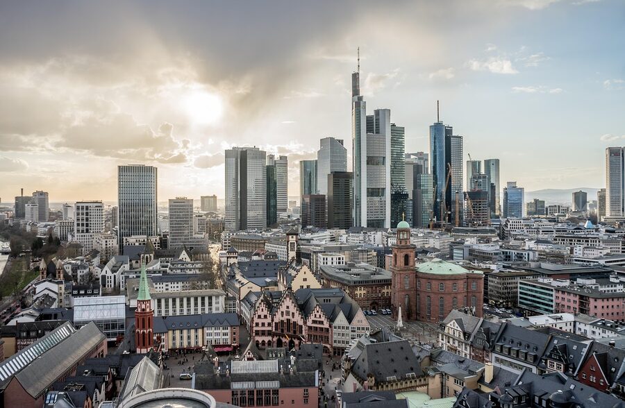 Frankfurt skyscrapers financial district Bankenviertel
