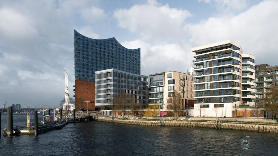 Aerial view of the Elbphilharmonie and HafenCity district