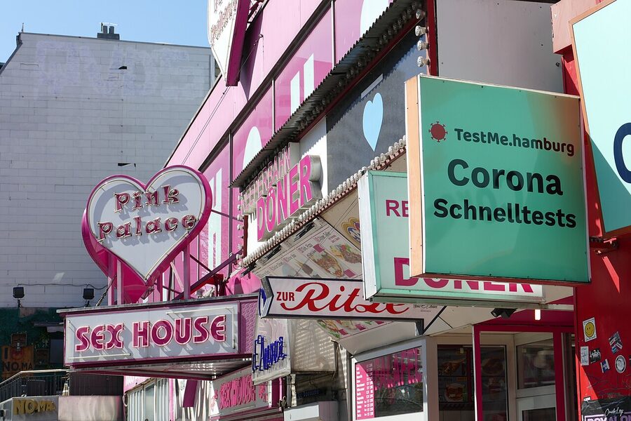 Reeperbahn Hamburg afternoon street scene St Pauli