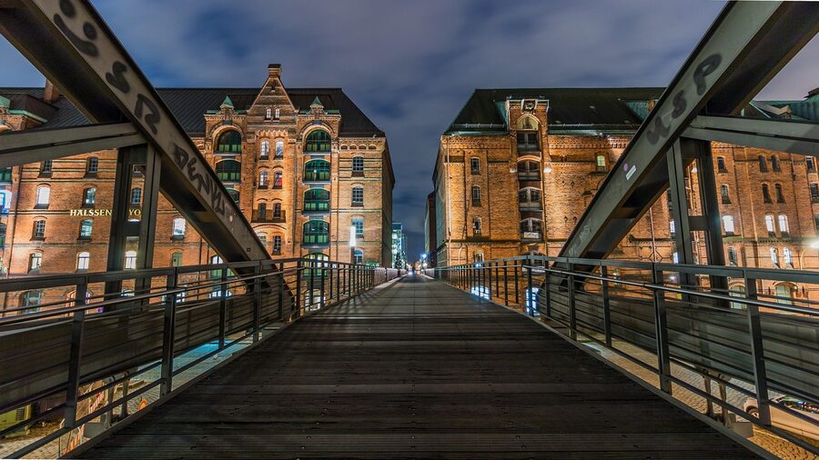Hamburg Speicherstadt warehouses bridge architecture