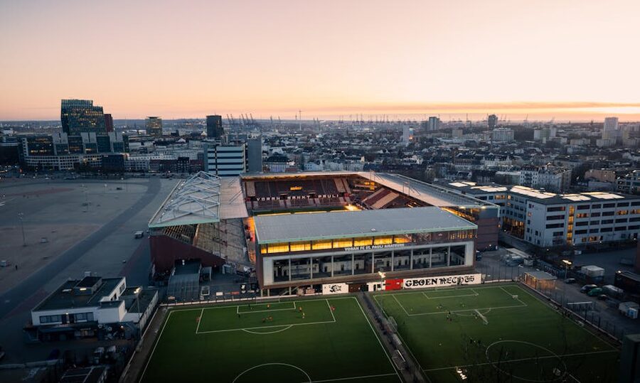 Millerntor Stadion at sunset Hamburg